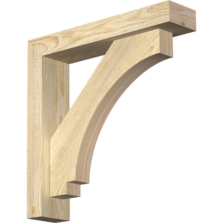 Ekena Millwork Imperial Block Rough Sawn Bracket w/ Offset Brace, Douglas Fir, 4"W x 18"D x 18"H BKT0402X18X18IMP05RDF